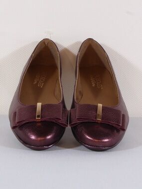 AEROSOLES Conversation Metallic Plum Bow Ballet Flats NIB